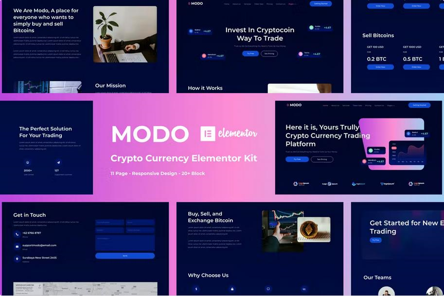 MODO – CRYPTO CURRENCY ELEMENTOR TEMPLATE KIT